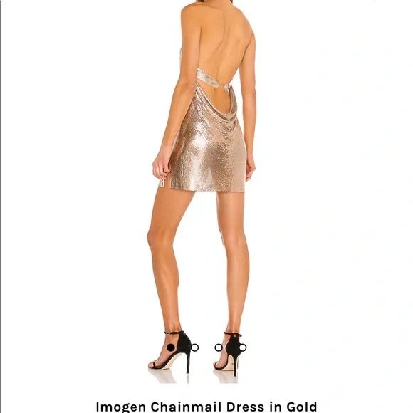 🌿 H:ours 🌿 ladies chainmail glomesh gold dress mini party BNWT - Picture 3 of 7